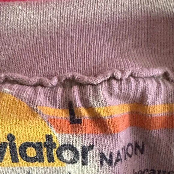 Aviator Nation Beige Crewneck with Black Lightning Bolt